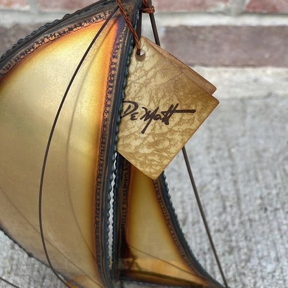 Vintage DEMOTT Brass Sailboat Rock Quartz Base Nautical Boat Statue Sculpture - Picture 4 of 6